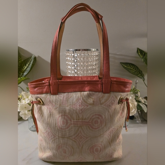 Coach Pink and Cream Signature Tote - Picture 8 of 12